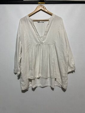 Zara L Linen Tunic Top